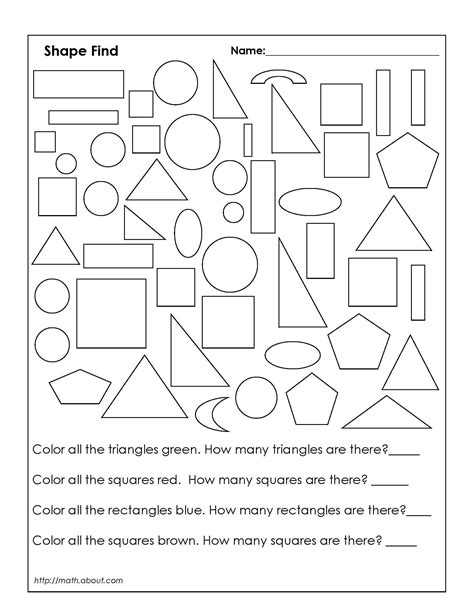 Math Worksheet For Kindergarten Shapes - Worksheets