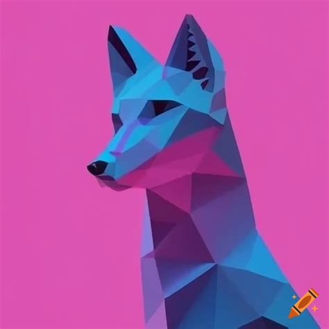 Pink and blue low poly vaporwave fox on Craiyon