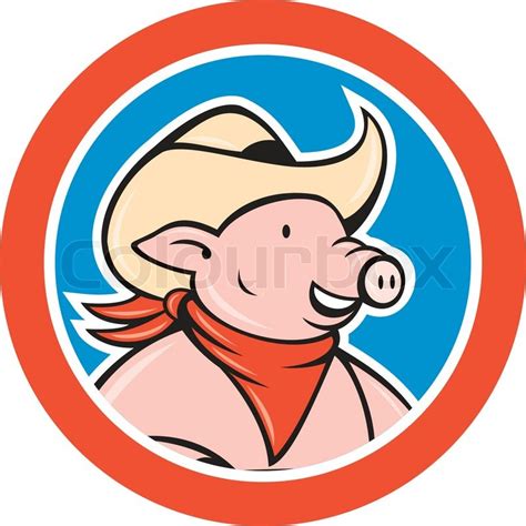 Illustration of a pig cowboy looking ... | Stock vector | Colourbox