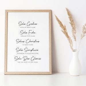 The Five Solas Printable, 5 Solas Wall Art, Christian Home Scripture Sign, Reformed Theology ...