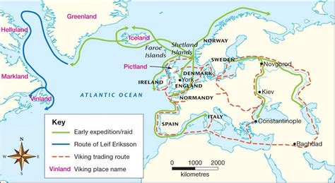 Map of viking expeditions, raids, and trade routes : r/MapPorn