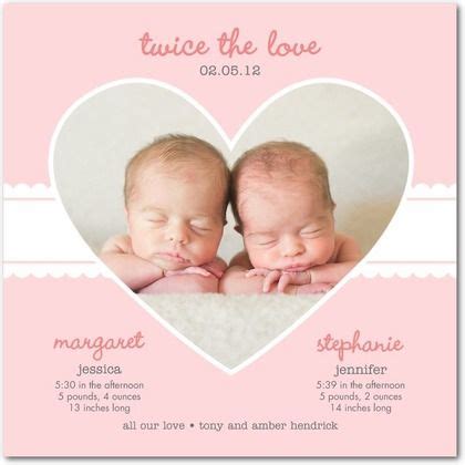 Twin birth announcement Birth Announcement Wording, Twin Birth Announcements, Birth Announcement ...