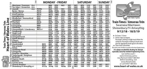 Here are the new timetables for the... - Heart of Wales Line