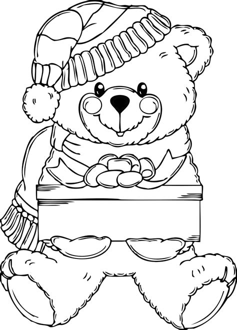 Public Domain Clip Art Image | Christmas Bear Coloring Page | ID: 13922006415028 ...