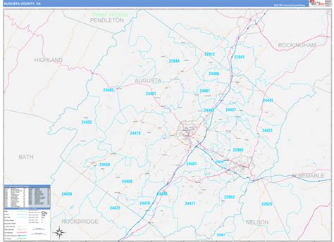 Augusta County, VA Wall Map Color Cast Style by MarketMAPS - MapSales