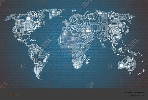 World Map Technology Vector & Photo (Free Trial) | Bigstock