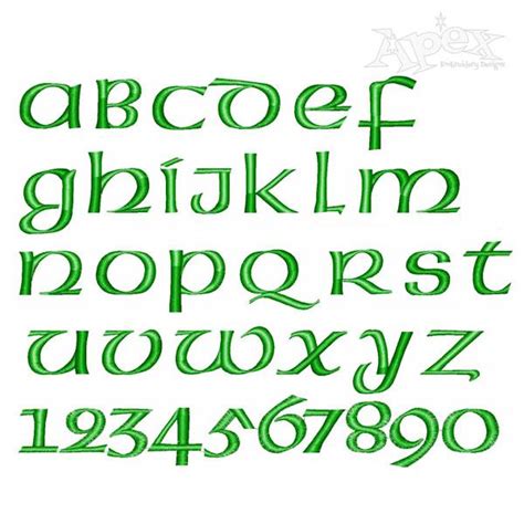 Irish Celtic Alphabet Machine Embroidery Font - Apex