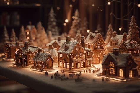 Premium AI Image | A christmas scene with a village and christmas lights