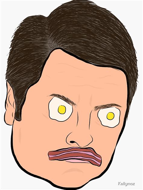 "Bacon and Eggs Ron Swanson" Sticker for Sale by Kellymoz | Redbubble