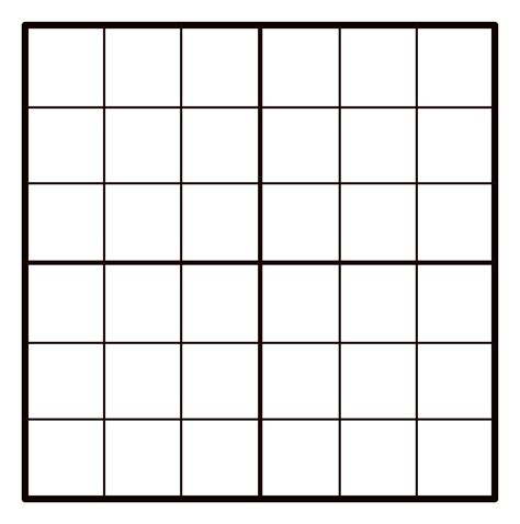 6X6 Empty Sudoku Grid | Free Printable Papercraft Templates