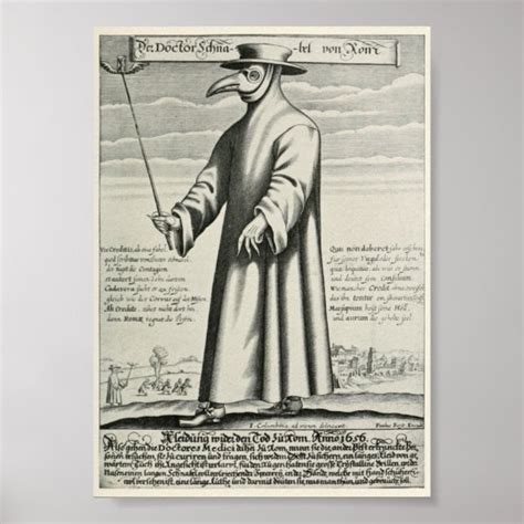 Vintage Bubonic Plague Doctor Illustration Poster | Zazzle.com