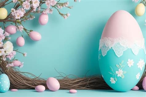 Premium AI Image | Pastel Color Easter Egg Indoor Background