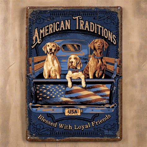 Metal Tin Signs, Funny, Vintage, Personalized 12-Inch x 17-Inch - American Tradition Dogs