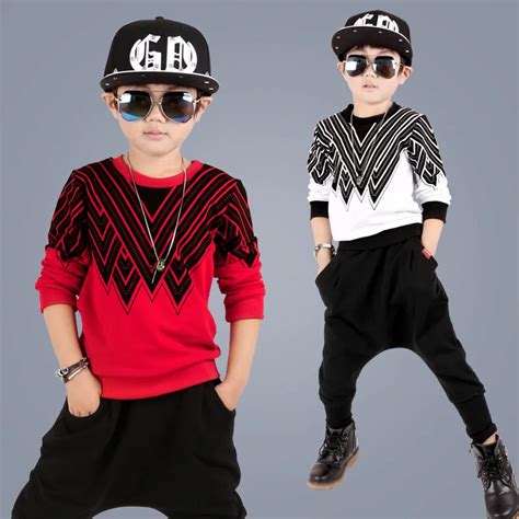 kids hip hop clothing Sets Kids Suit Autumn Children Tracksuit Boys Long Shirt + Pants ...