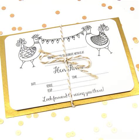 hen party invitations five pack by the hummingbird card company | notonthehighstreet.com