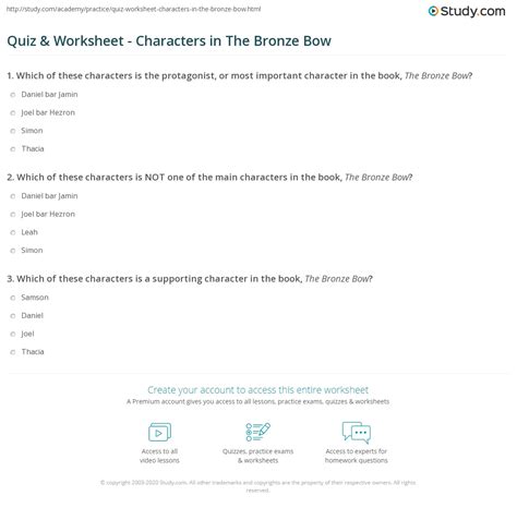 Quiz & Worksheet - Characters in The Bronze Bow | Study.com