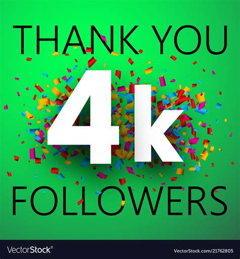 Thank you 4k followers card with colorful Vector Image