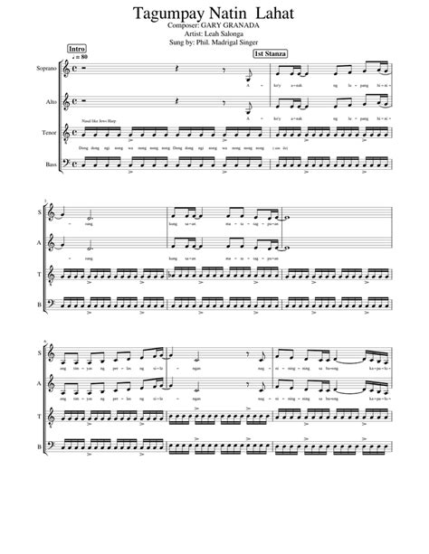 Tagumpay Natin Lahat || SATB Free Music Sheet Sheet music for Soprano, Alto, Tenor, Bass voice ...