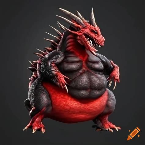 Highly detailed 3d render of a fat red dragon