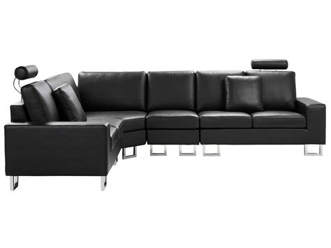 Right Hand Corner Leather Sofa Black STOCKHOLM | Beliani.co.uk