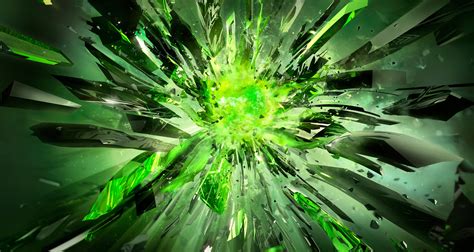 🔥 Download 4k Wallpaper Abstraction Green Broken Crystals Power Nvidia ...