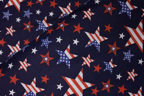 Navy Blue with Red, White, and Blue Various Sized Stars: Patriotic