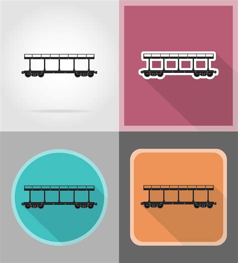 railway carriage train flat icons vector illustration 513996 Vector Art ...