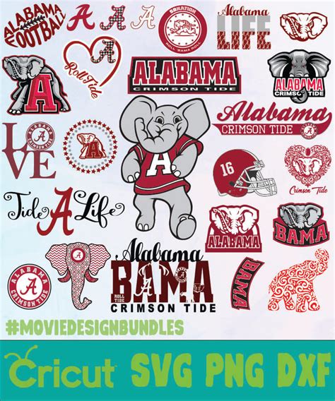 Alabama Crimson Tide NCAA SVG, PNG, DXF - Movie Design Bundles