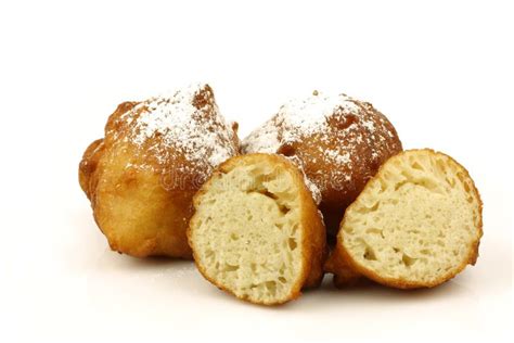 Powdered Dutch oliebollen stock image. Image of traditional - 12348935