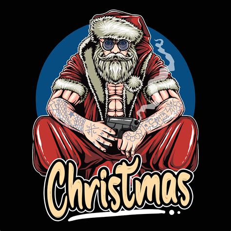 santa claus with a tattoo and carrying a gun looks like he's a gangster leader 4292347 Vector ...