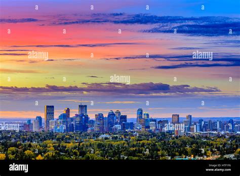 Downtown Calgary skyline at sunrise, Alberta Stock Photo - Alamy