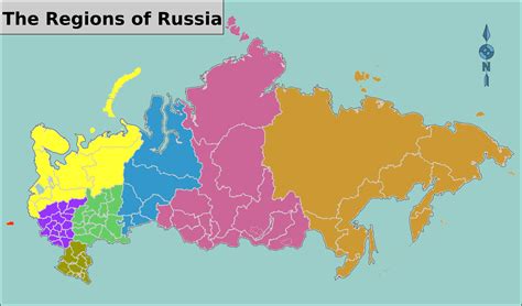 Russian regions map - Regions of Russia map (Eastern Europe - Europe)