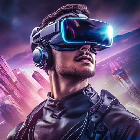 Premium AI Image | Futuristic virtual reality concept futuristic man in VR glasses with 3d ...