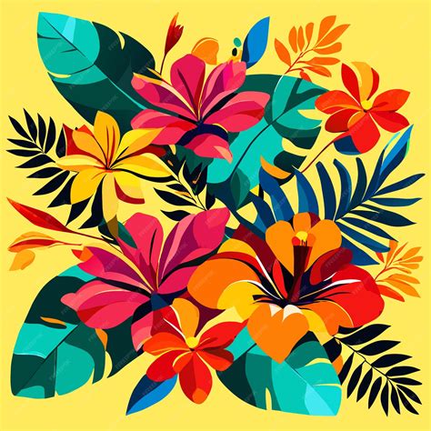 Premium Vector | Set of tropical flowers vector illustration