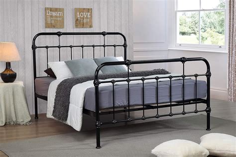 ROYALE COMFORT Sandy Double Metal Bed Frame Black Hospital Style Small ...