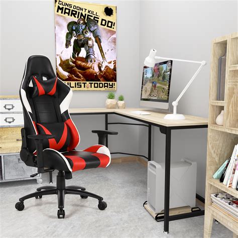 Ergonomic Gaming Chair and L-shaped Computer Corner Desk Combo Home Office Excutive - Walmart ...