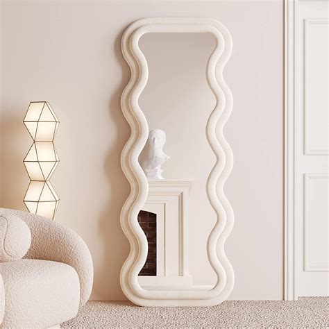 BOJOY Full Length Mirror 63"x24", Irregular Wavy Mirror, Arched Floor Mirror, Wall Mirror ...