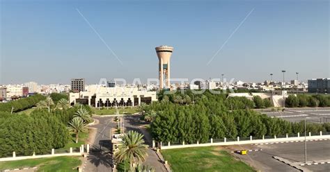 Drone photography of the city of Tabuk, Saudi Arabia, Tabuk Tower, Ministry of Education ...