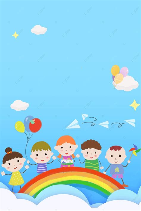 Happy Childrens Day Blue Cartoon Simple Childrens Day Poster Background Wallpaper Image For Free ...