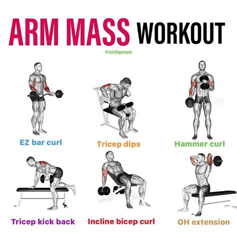 Full arms workout for mass below 1. Ez bar curl 886615 2. Tricep dip machine 886615 3. Hammer ...