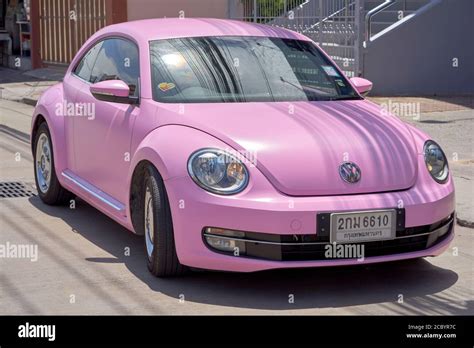 Volkswagen Beetle pink modern VW car. Thailand S. E. Asia. Pink classic ...