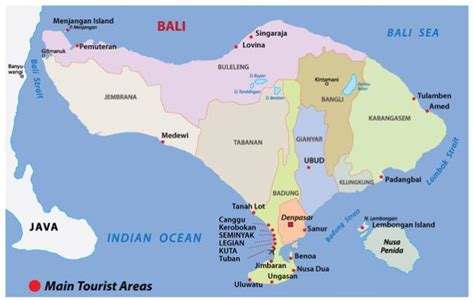 Mapa de Bali, mapa turístico de Bali y lugares Utiles | Viajar en Bali