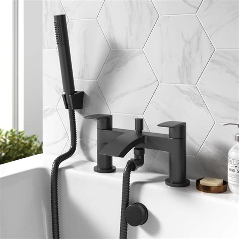 BathroomMountain.co.uk Severn Matt Black Bath Filler Handheld Shower ...