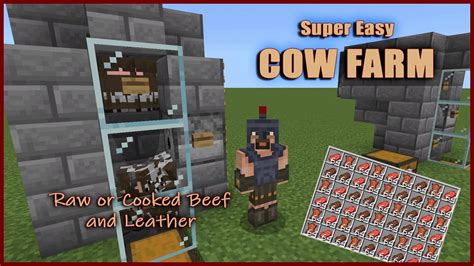 Automatic RAW or COOKED BEEF and LEATHER farm for Minecraft JAVA or Bedrock - YouTube