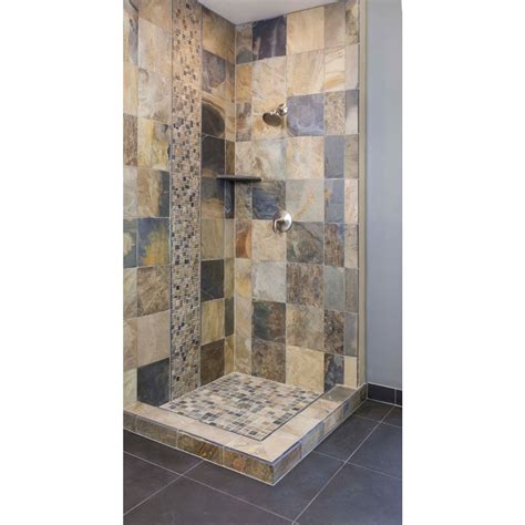 Mongolian Desert Slate Base Wall Trim Tile in 2024 | Tile bathroom, Shower tile, Rustic shower