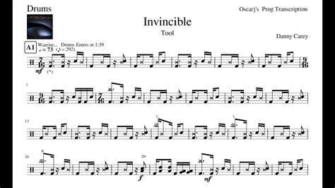 [PDT] Tool - Invincible Drum Transcription Sheet (Preview) - YouTube