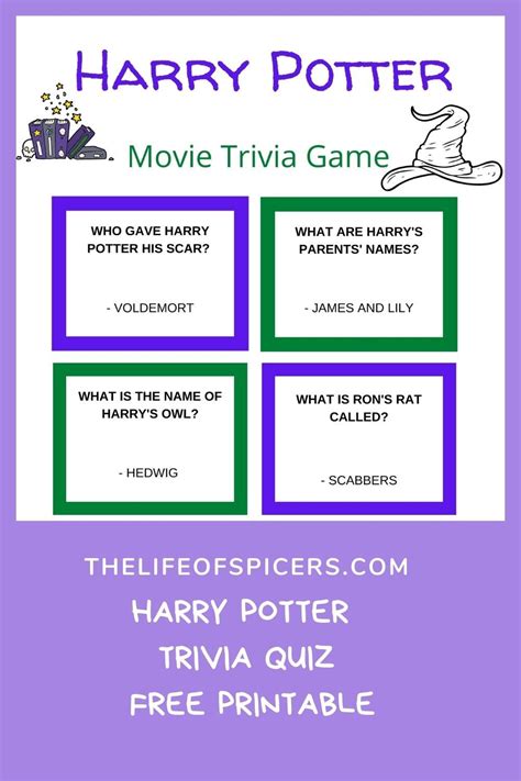 Harry Potter Movie Quiz - FREE PRINTABLE Harry Potter Movie Quiz, What ...