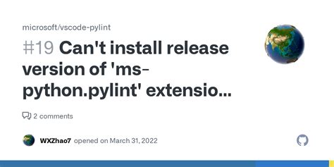 Can't install release version of 'ms-python.pylint' extension because ...