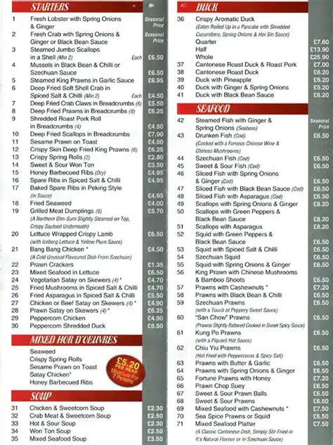 Menu at White Swan restaurant, Woodford, 30 The Broadway