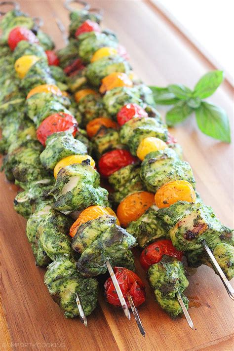 Grilled Pesto Chicken and Tomato Skewers – The Comfort of Cooking